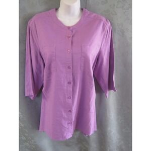 Jessica London Tunic Shirt Size 16 Linen Blend Light Purple 3/4 Sleeve Top
